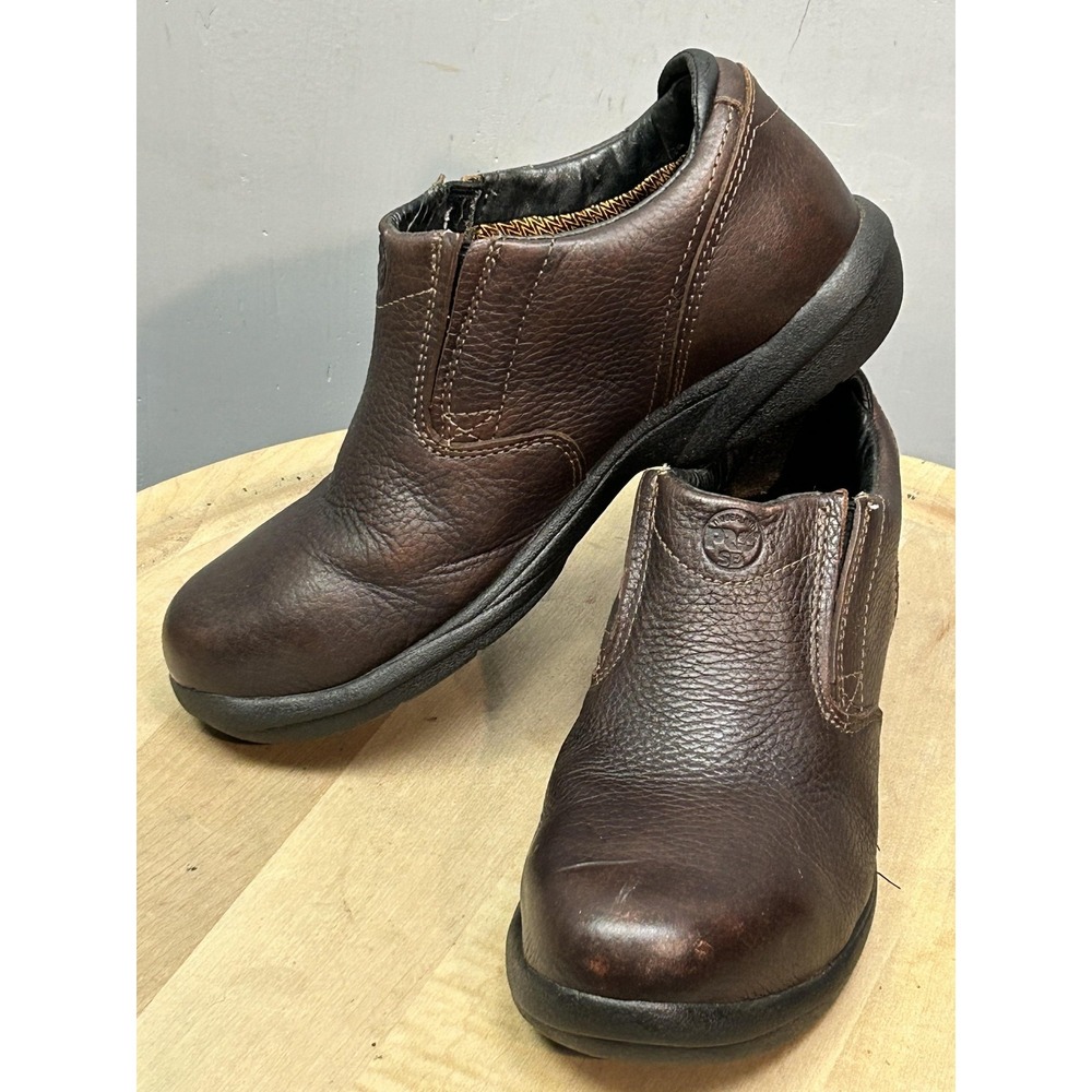 Timberland PRO Work Shoes Womens 6.5M Brown 67362 Safety Toe Slip On SD Leather